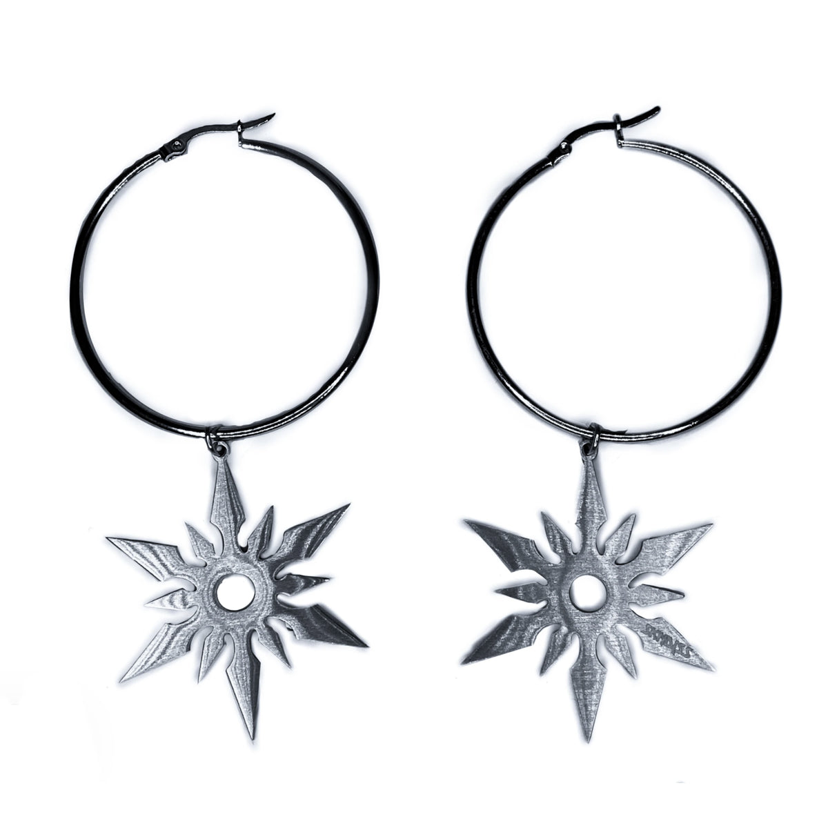 Throwing Star Hoop Earrings
