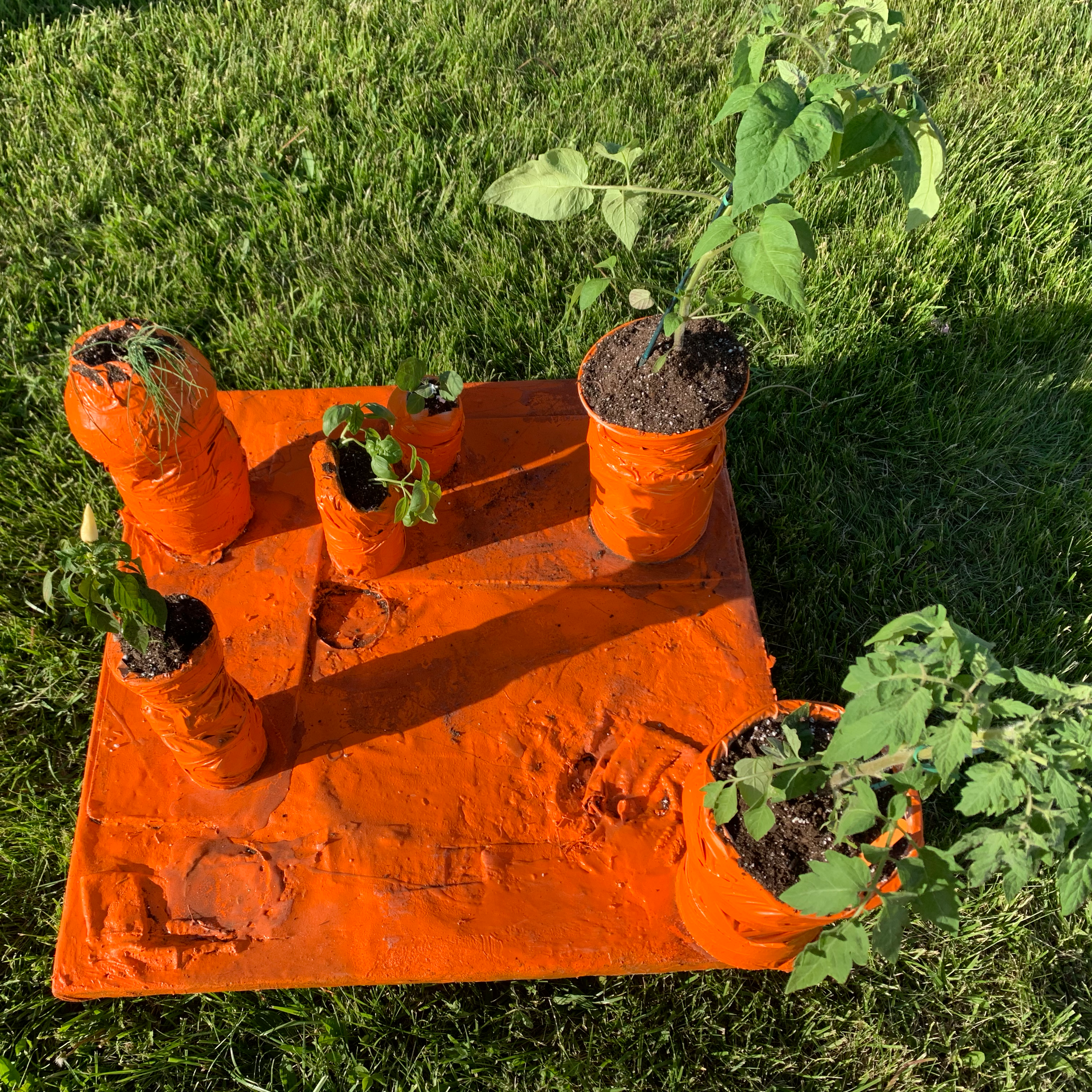 Orange table + orange planters